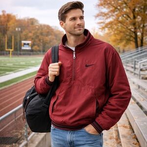 Vintage 90’s Nike Men's Maroon Bomber Windbreaker Jacket Size L